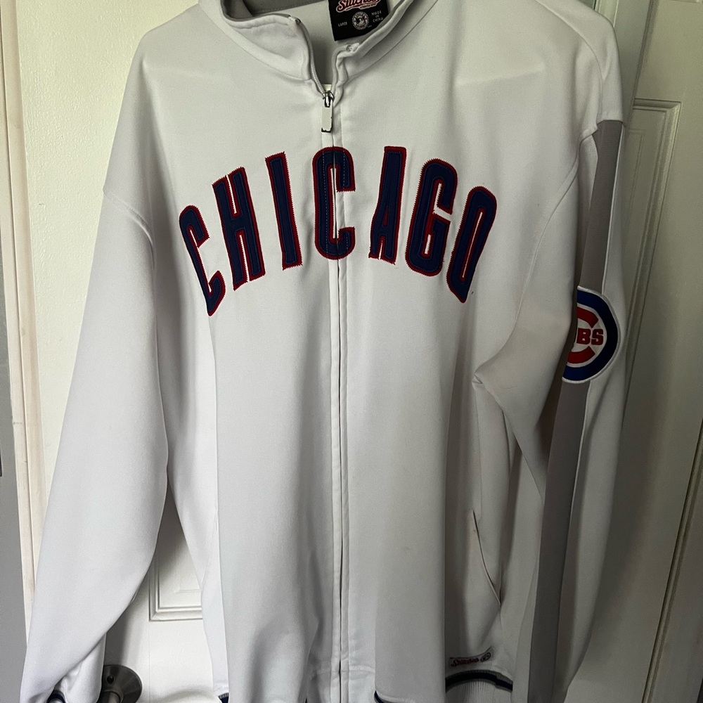 Stitches White and Red Varsity Bomber Jacket